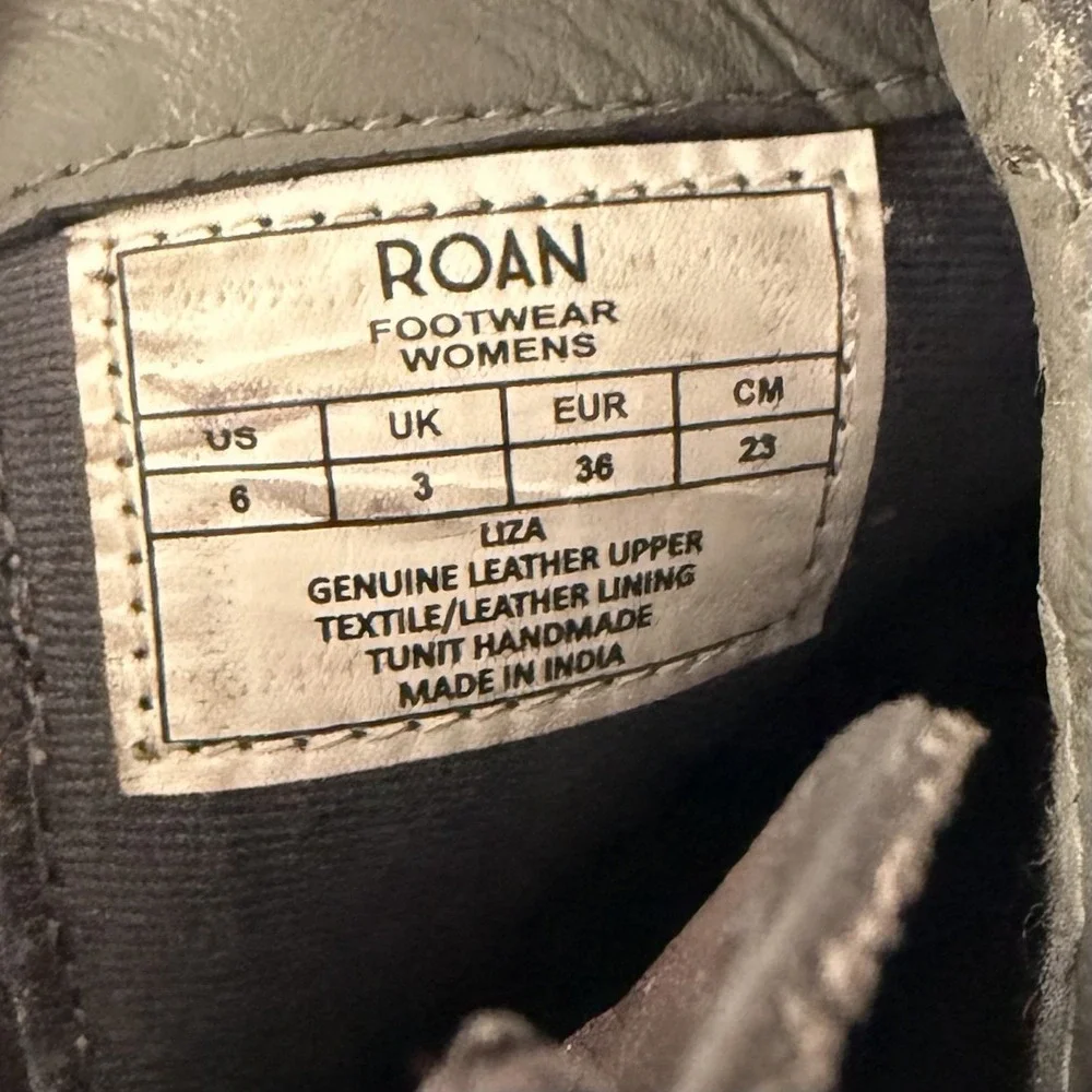 Roan by Bed Stu Liza Black Leather Buckle Western Moto Ankle Boots‎